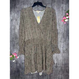 NEW Michael Kors Plus Dark Camel Ruffled Dress 2X